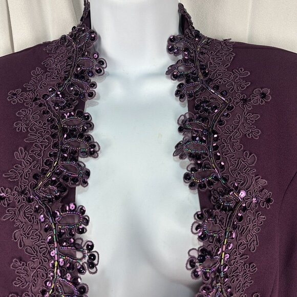 Karen Miller New York Purple Embellished Jacket & Sleeveless Gown Set Size 10 - Picture 7 of 12